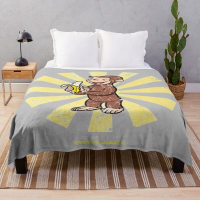 Vintage Curious George Retro Japanese Throw Blanket