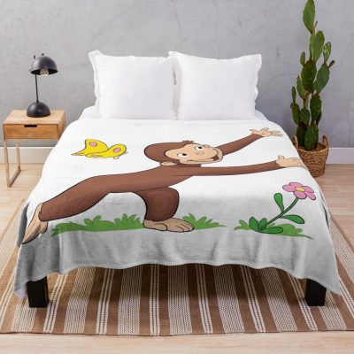 Funny Curious George Friends Throw Blanket