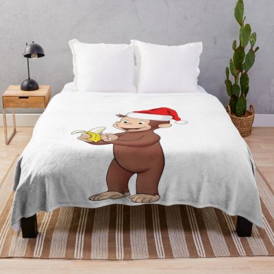 Cute Curious George Winter Banana Throw Blanket