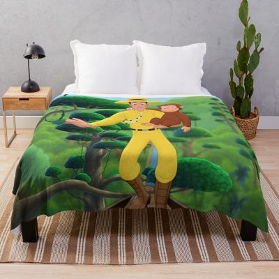Charming Curious George Design Throw Blanket