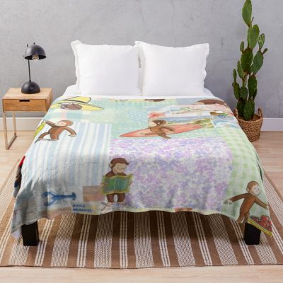 Creative Curious George Collage Throw Blanket