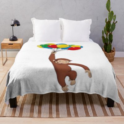 Classic Curious George Cartoon Throw Blanket