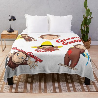 Playful Curious George Adventure Throw Blanket