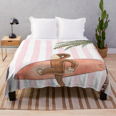 Cute Curious George Pink Girly Design Throw Blanket