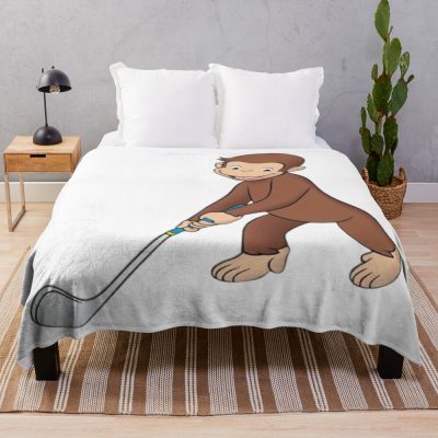 Funny George Playing Golf Throw Blanket