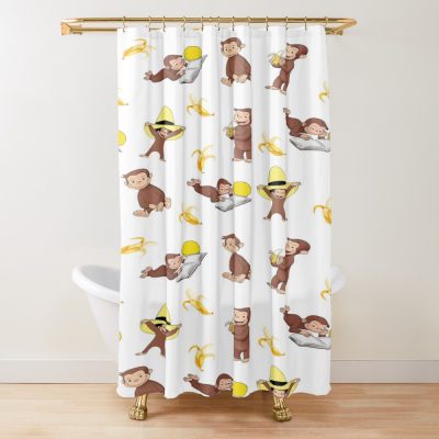 Cute George The Curious Monkey Cartoon For Kids Shower Curtain