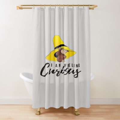 Cute Curious Monkey With Yellow Hat Shower Curtain
