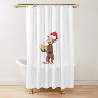 Cute Curious George Winter Banana Shower Curtain