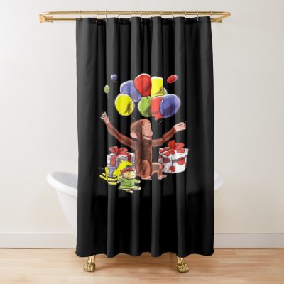 Cute Curious George First Birthday Shower Curtain
