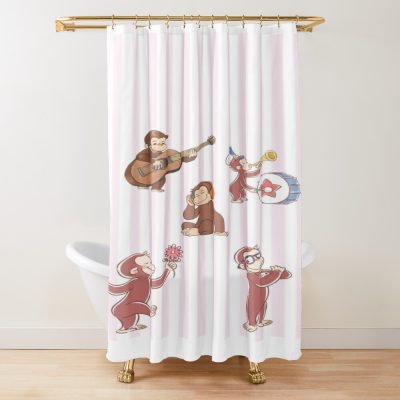 Creative Curious George Musical Collage Shower Curtain