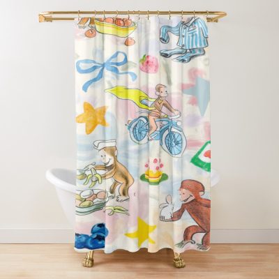 Playful Curious George Adventure Shower Curtain