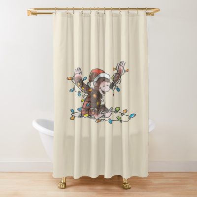 Holiday George Christmas Design Shower Curtain