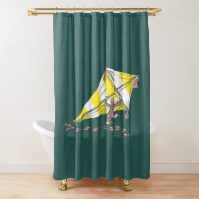 Cute Curious George Flying Kite Shower Curtain
