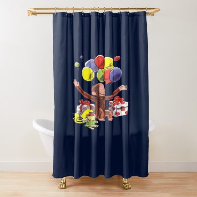 Happy Curious George Birthday Shower Curtain