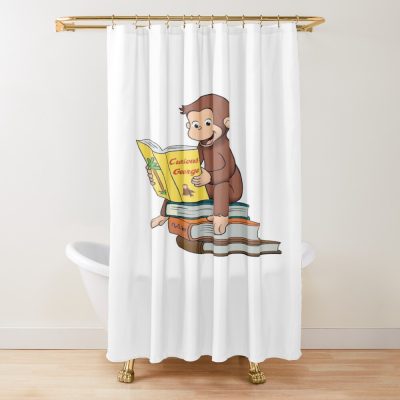 Cute George Reading A Book Shower Curtain