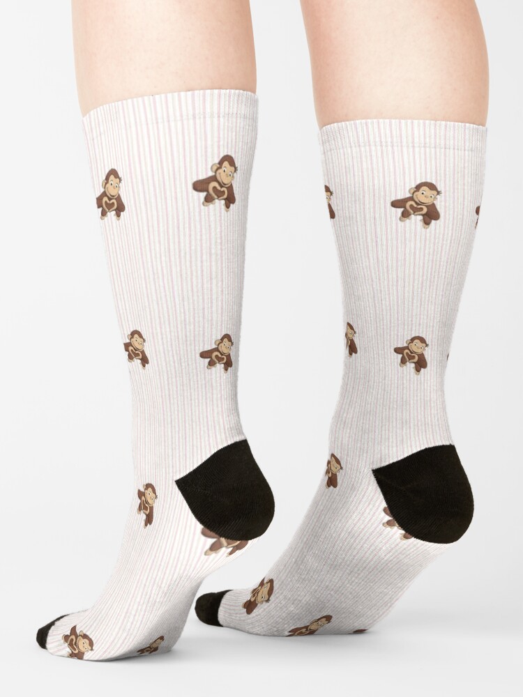 Cute Curious George Heart Hands Socks - Image 2