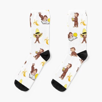 Cute George The Curious Monkey Cartoon For Kids Socks