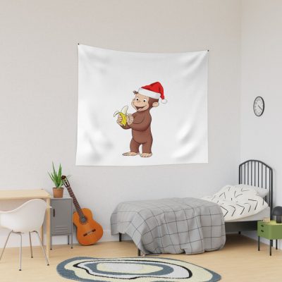 Cute Curious George Winter Banana Tapestry