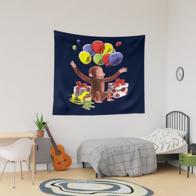 Happy Curious George Birthday Tapestry