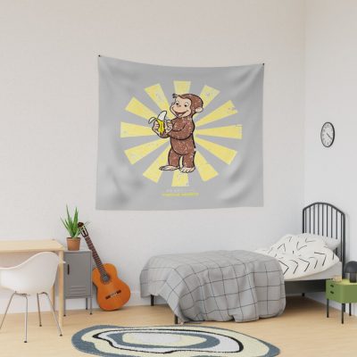Vintage Curious George Retro Japanese Tapestry