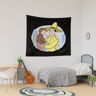 Playful Curious George Characters Tapestry