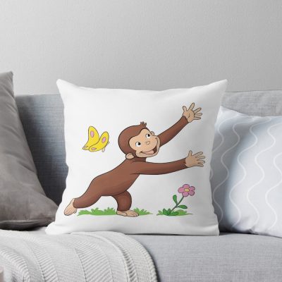 Funny Curious George Friends Throw Pillow