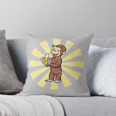 Vintage Curious George Retro Japanese Throw Pillow