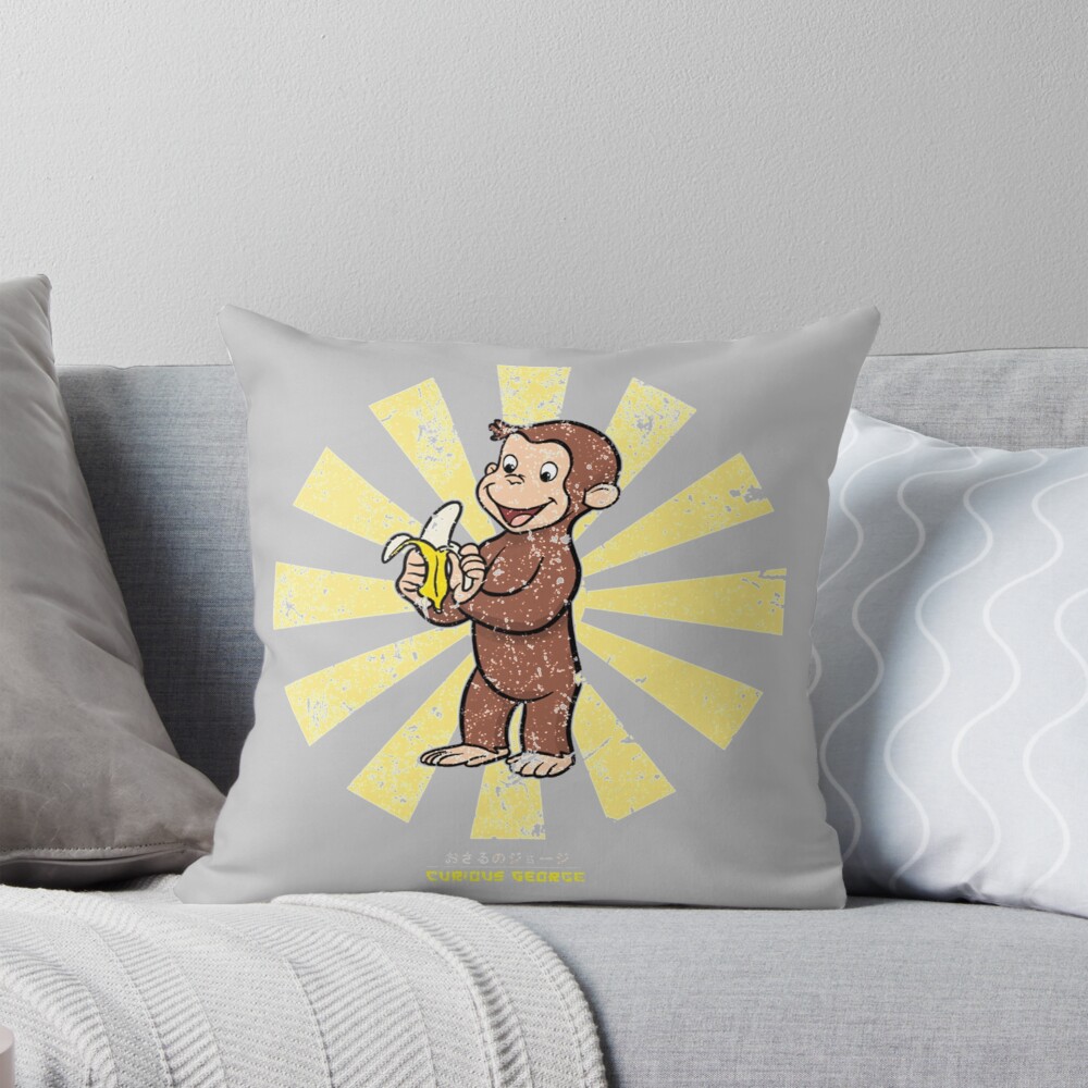 Vintage Curious George Retro Japanese Throw Pillow