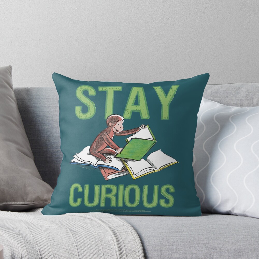 Inspirational Curious George Stay Curious Reading Throw Pillow