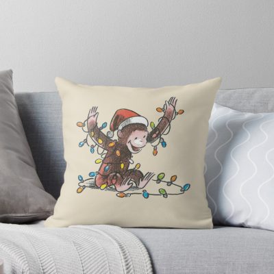 Festive George Christmas Design Throw Pillow