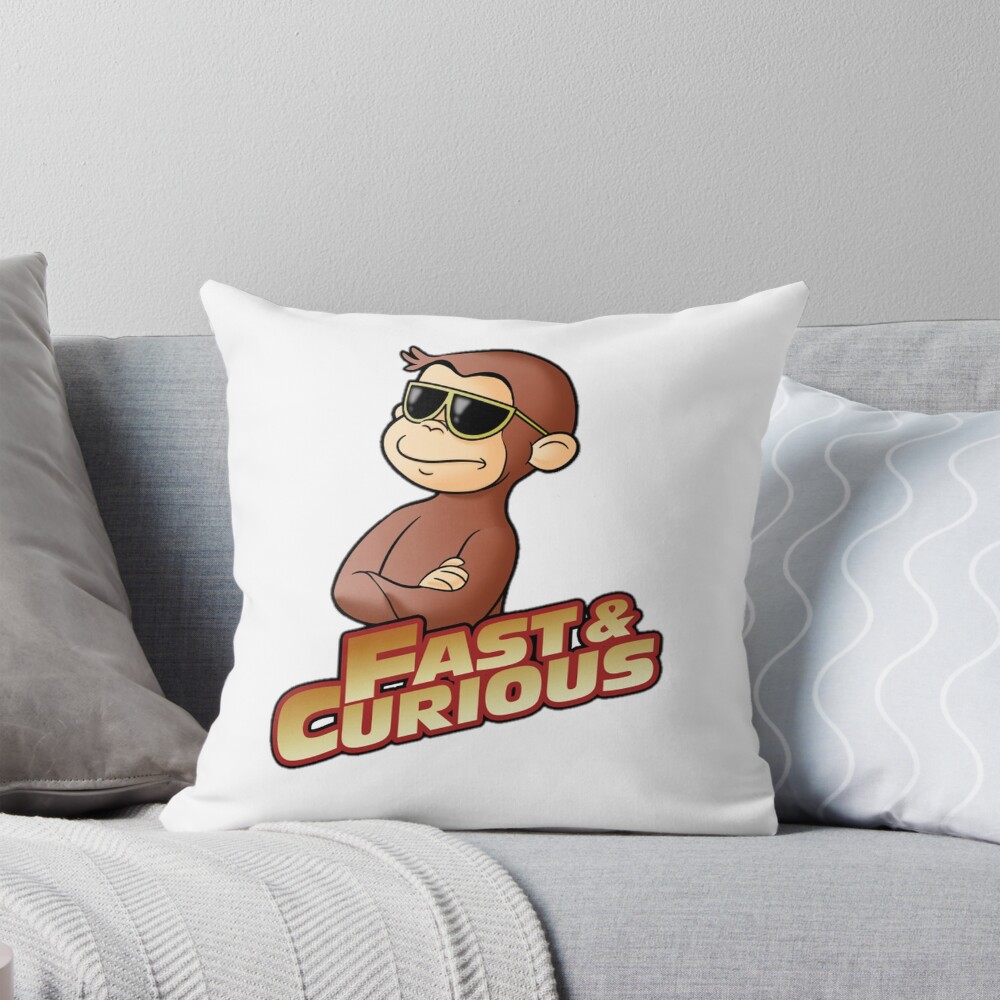 Cheerful Curious George Character Throw Pillow