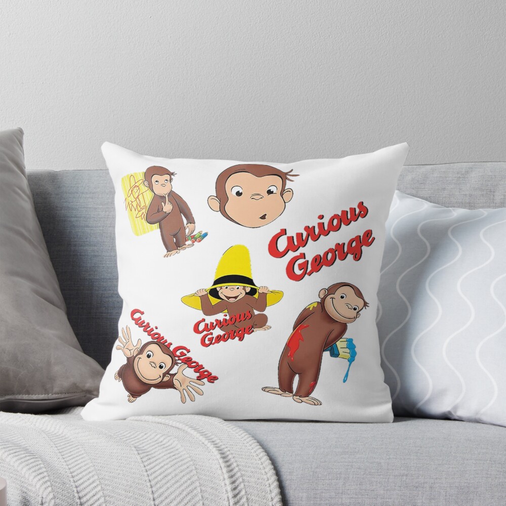 Playful Curious George Adventure Throw Pillow