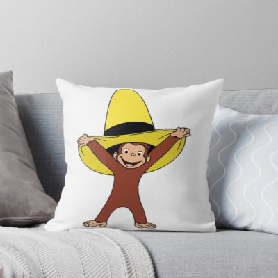 Vintage Curious George Artwork Throw Pillow