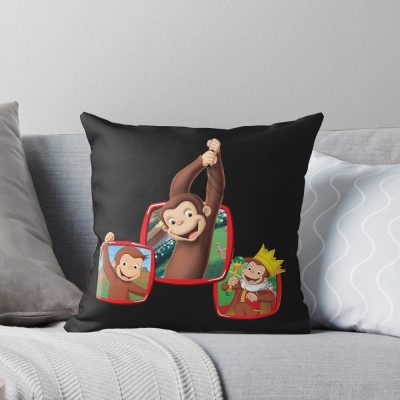 Cute Curious George Smile Throw Pillow