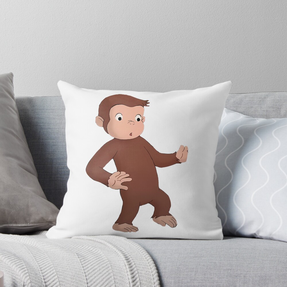 Cute Curious George Cartoon Throw Pillow