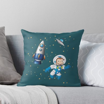 Cute Curious George Astronaut Cartoon Throw Pillow